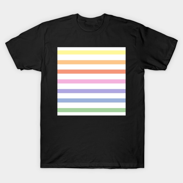 White and pastel rainbow stripes - horizontal T-Shirt by bettyretro